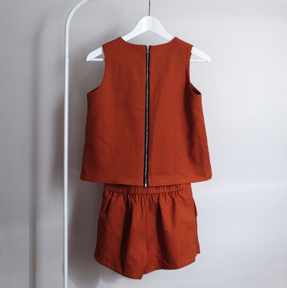 Orange V-Neck Romper - Picture 2 of 2